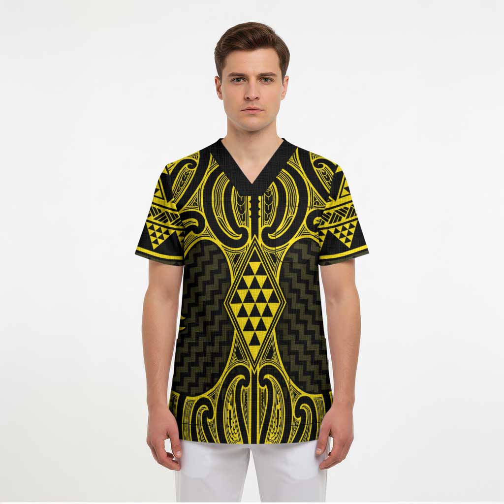 Mahi-dawg Maori Ta Moko Poutama Art Scrub Top - Polynesian Pride