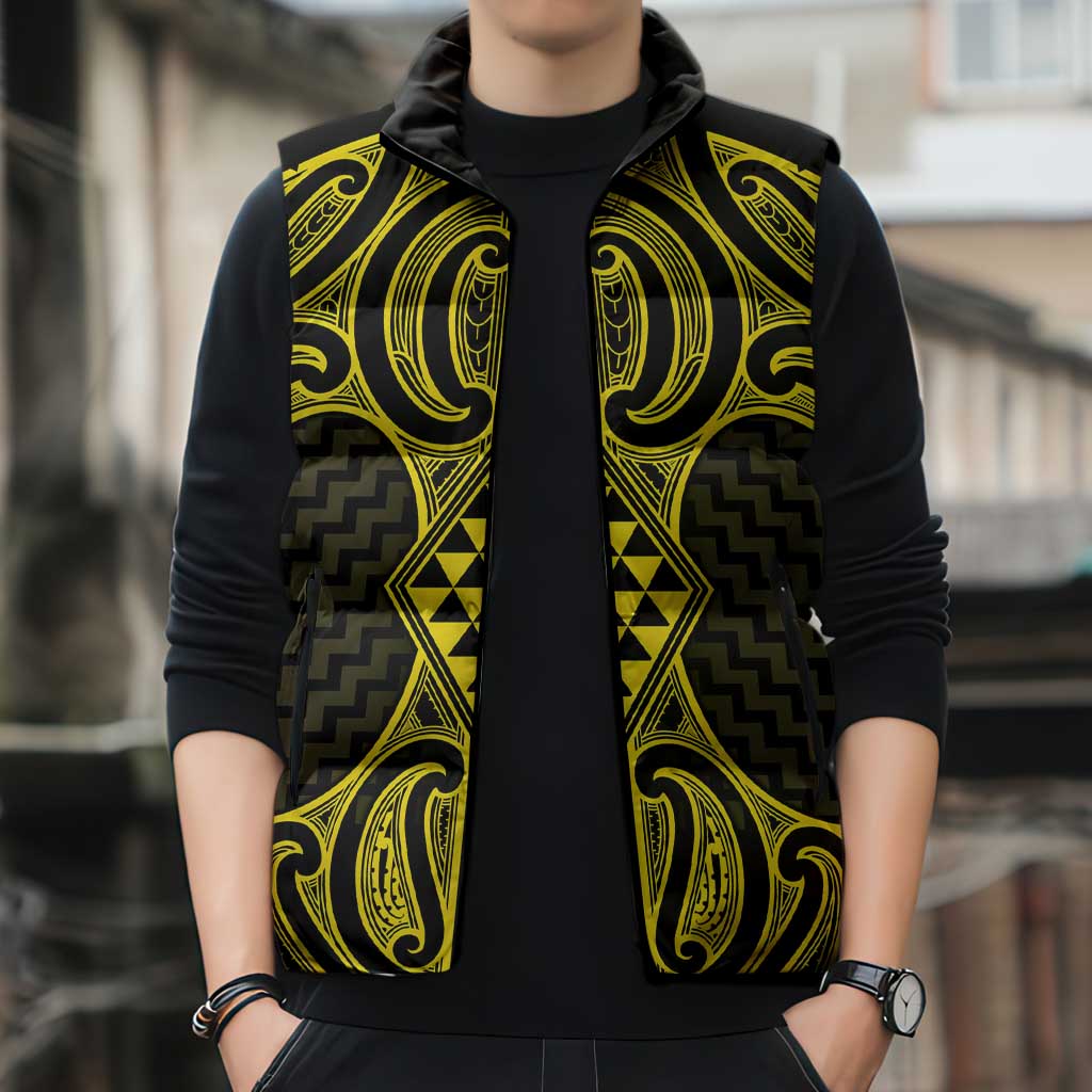Mahi-dawg Maori Ta Moko Poutama Art Sleeveless Puffer Jacket - Polynesian Pride