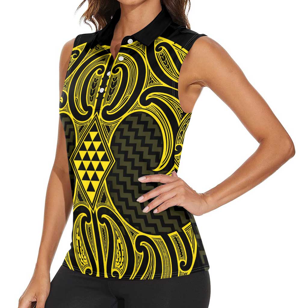 Mahi-dawg Maori Ta Moko Poutama Art Women Sleeveless Polo Shirt