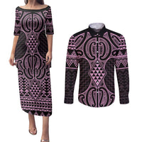 Mawhero Maori Ta Moko Poutama Art Couples Matching Puletasi and Long Sleeve Button Shirt