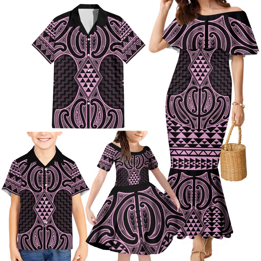 Mawhero Maori Ta Moko Poutama Art Family Matching Mermaid Dress and Hawaiian Shirt LT9 - Polynesian Pride