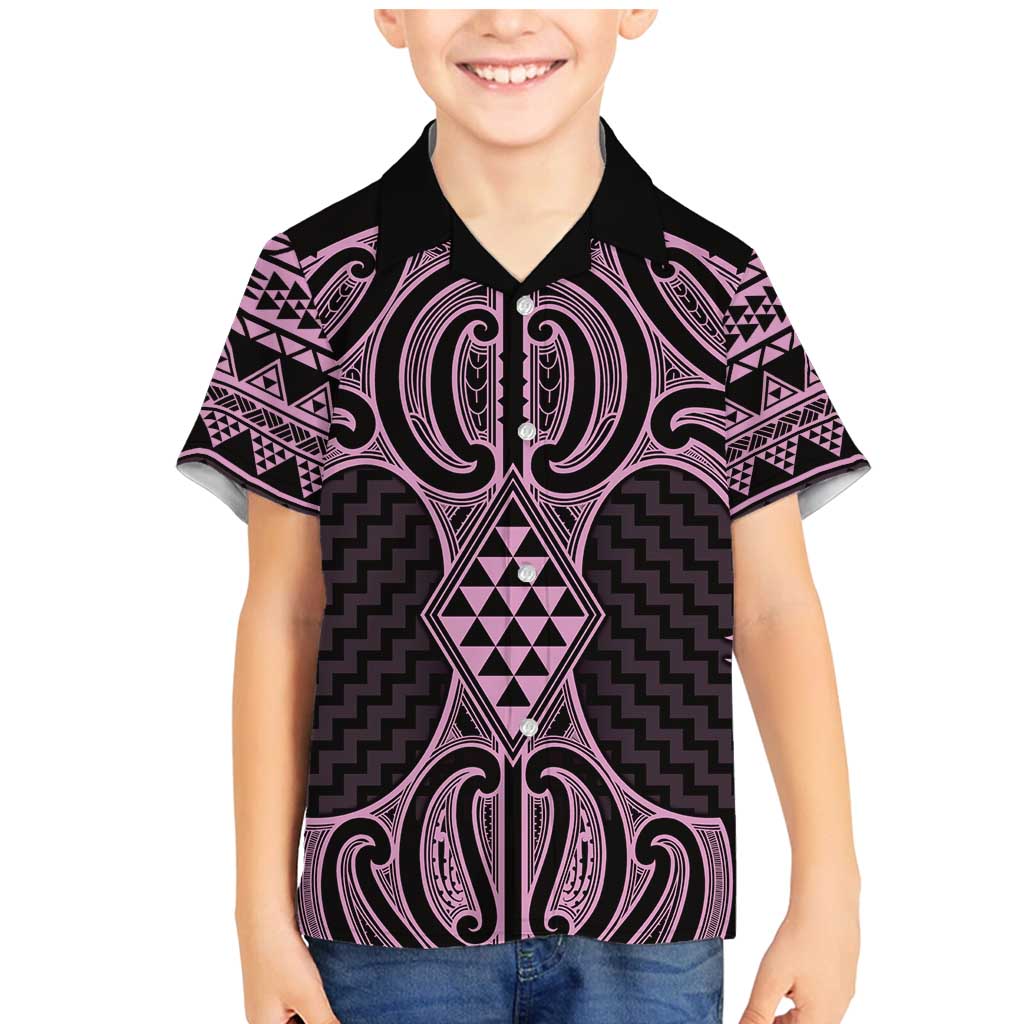 Mawhero Maori Ta Moko Poutama Art Family Matching Mermaid Dress and Hawaiian Shirt LT9 Son's Shirt Pink - Polynesian Pride
