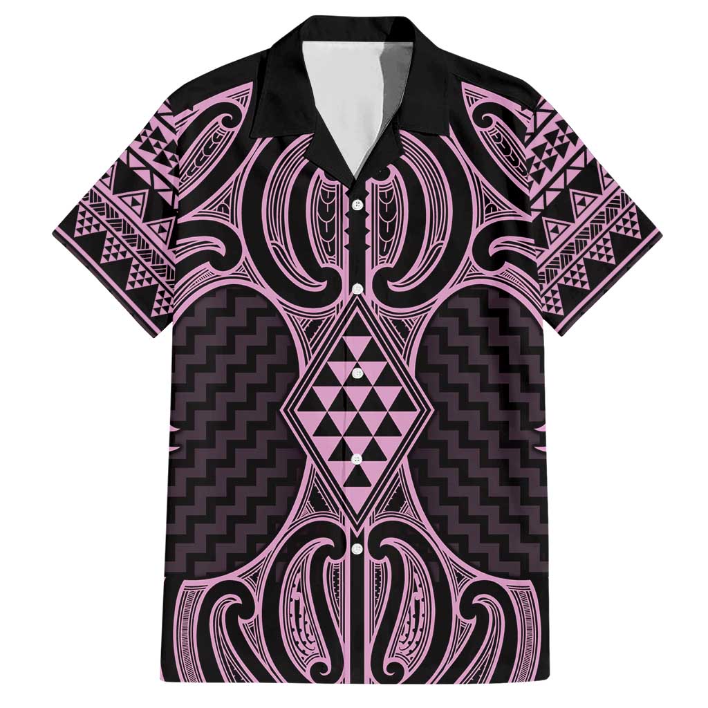 Mawhero Maori Ta Moko Poutama Art Family Matching Short Sleeve Bodycon Dress and Hawaiian Shirt LT9 Dad's Shirt - Short Sleeve Pink - Polynesian Pride