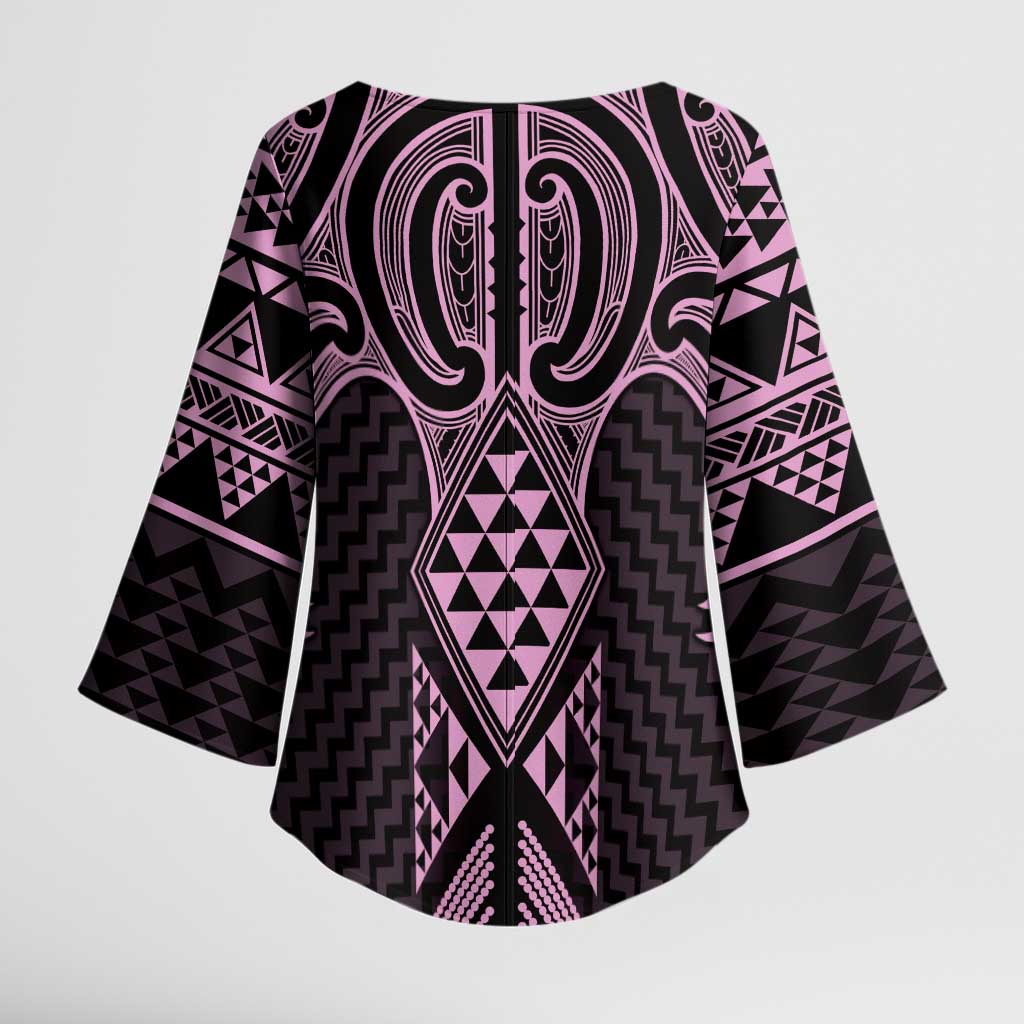 Mawhero Maori Ta Moko Poutama Art Kimono Sleeve Blouse - Polynesian Pride