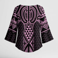 Mawhero Maori Ta Moko Poutama Art Kimono Sleeve Blouse - Polynesian Pride