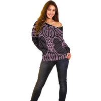 Mawhero Maori Ta Moko Poutama Art Off Shoulder Sweater