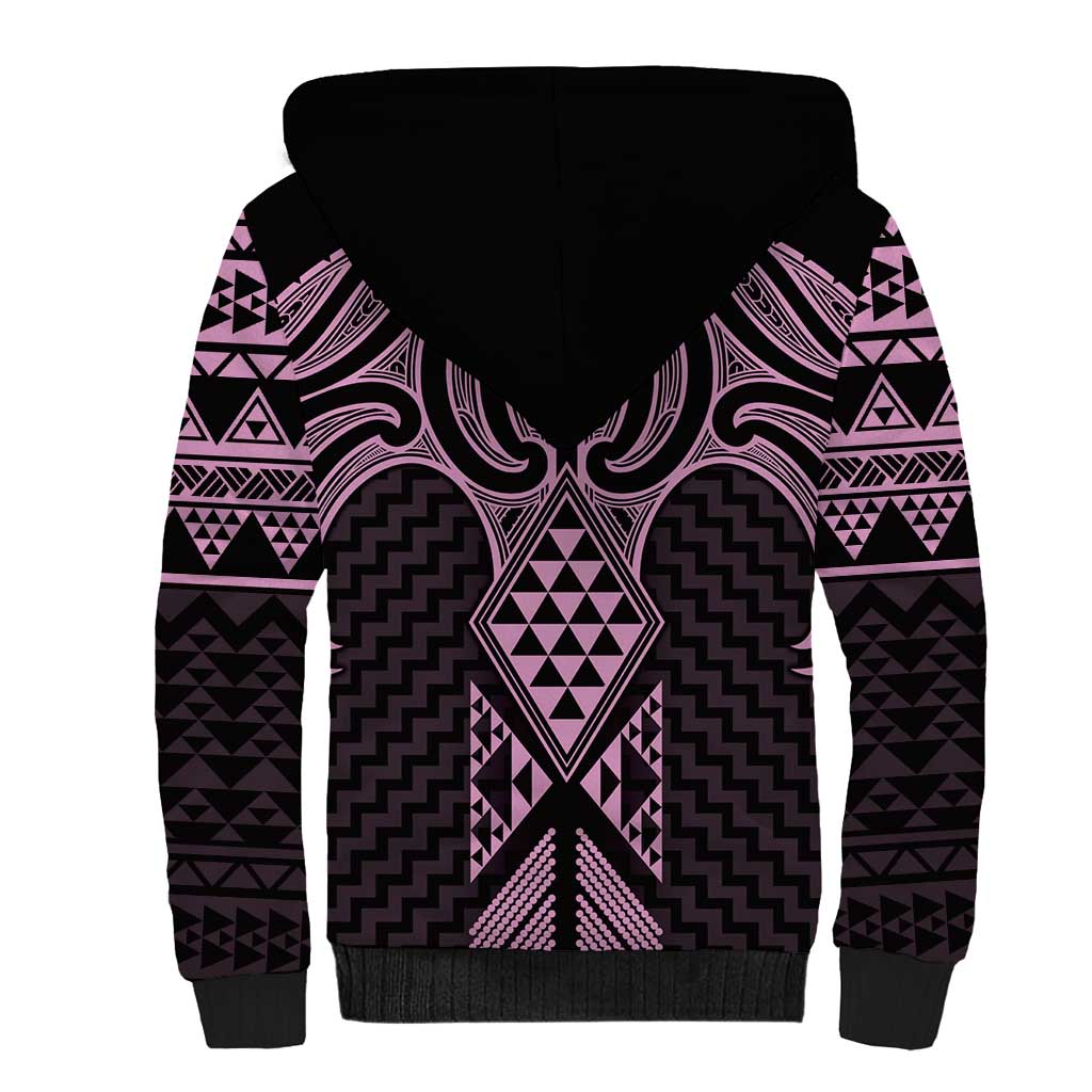 Mawhero Maori Ta Moko Poutama Art Sherpa Hoodie