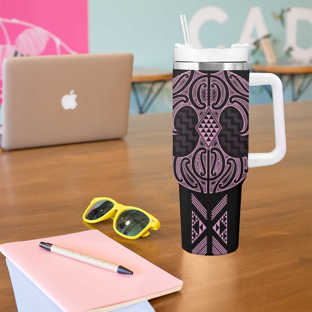 Mawhero Maori Ta Moko Poutama Art Tumbler With Handle