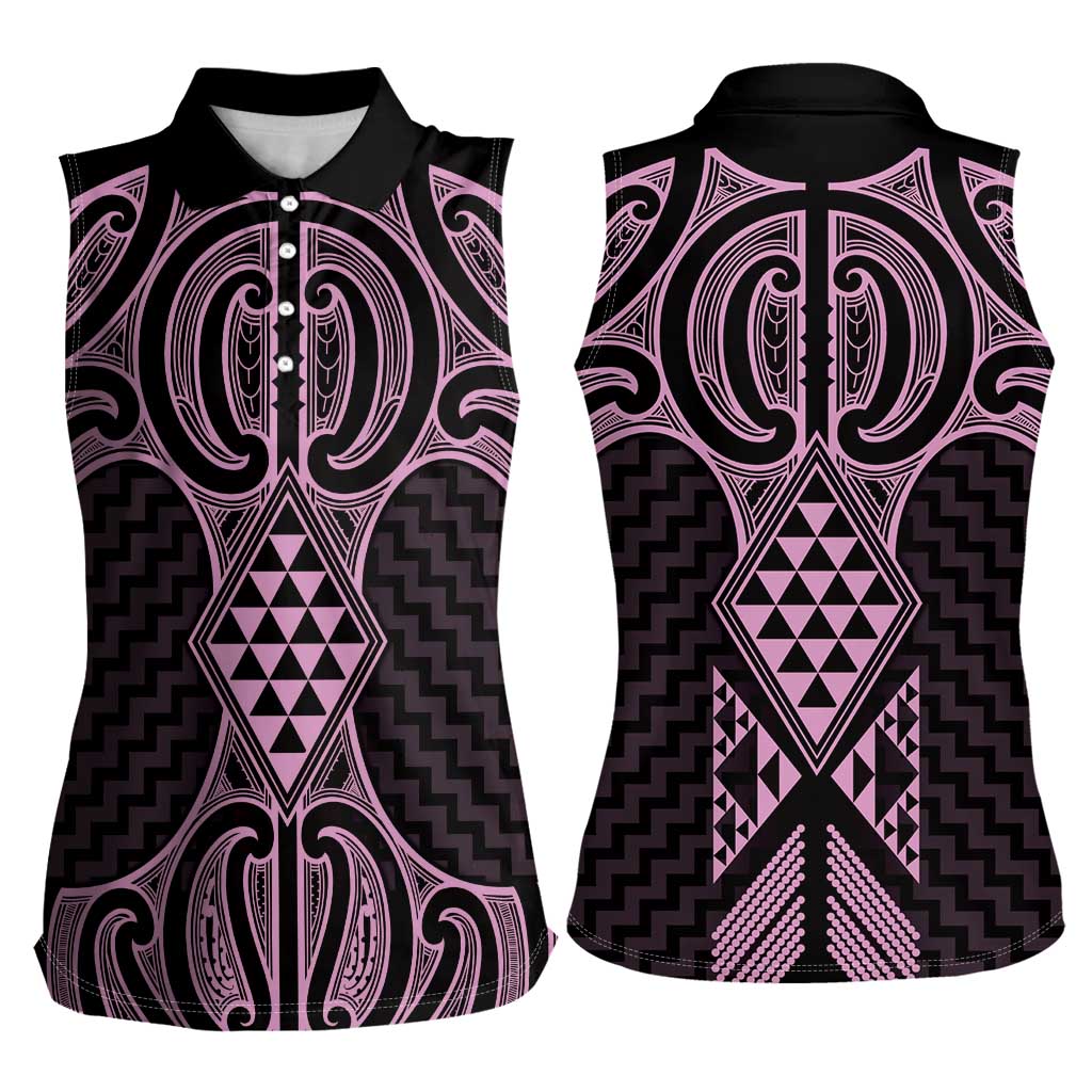 Mawhero Maori Ta Moko Poutama Art Women Sleeveless Polo Shirt