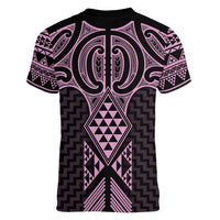 Mawhero Maori Ta Moko Poutama Art Women V-Neck T-Shirt