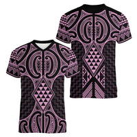 Mawhero Maori Ta Moko Poutama Art Women V-Neck T-Shirt