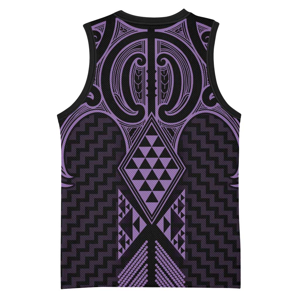 Waiporoporo Maori Ta Moko Poutama Art Basketball Jersey - Polynesian Pride