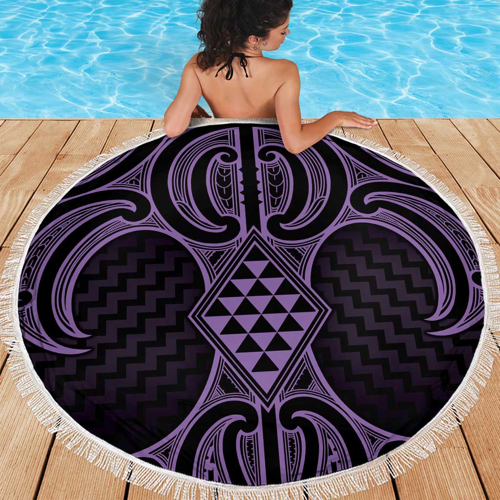 Waiporoporo Maori Ta Moko Poutama Art Beach Blanket