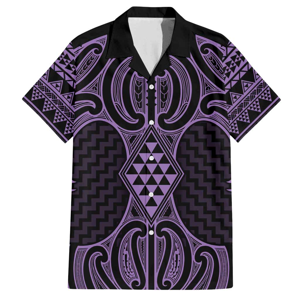 Waiporoporo Maori Ta Moko Poutama Art Family Matching Off Shoulder Short Dress and Hawaiian Shirt