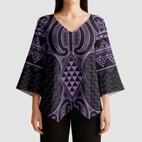 Waiporoporo Maori Ta Moko Poutama Art Kimono Sleeve Blouse - Polynesian Pride