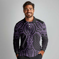 Waiporoporo Maori Ta Moko Poutama Art Long Sleeve Polo Shirt