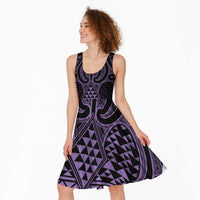Waiporoporo Maori Ta Moko Poutama Art Midi Dress - Polynesian Pride