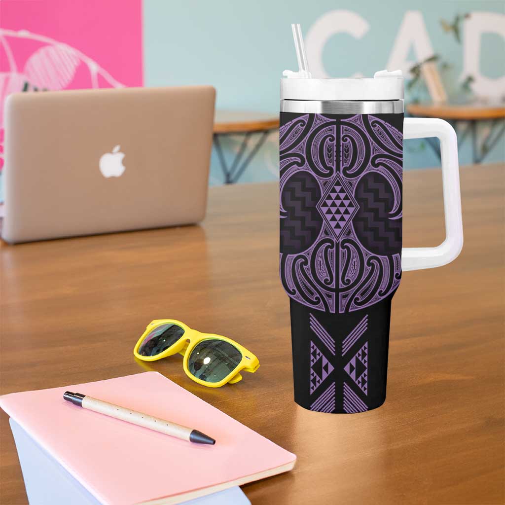 Waiporoporo Maori Ta Moko Poutama Art Tumbler With Handle