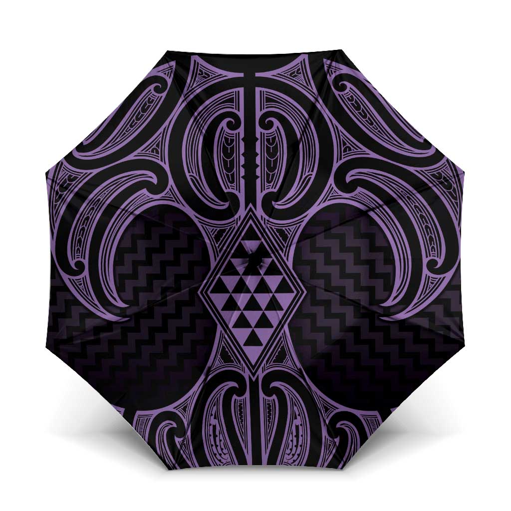 Waiporoporo Maori Ta Moko Poutama Art Umbrella - Polynesian Pride