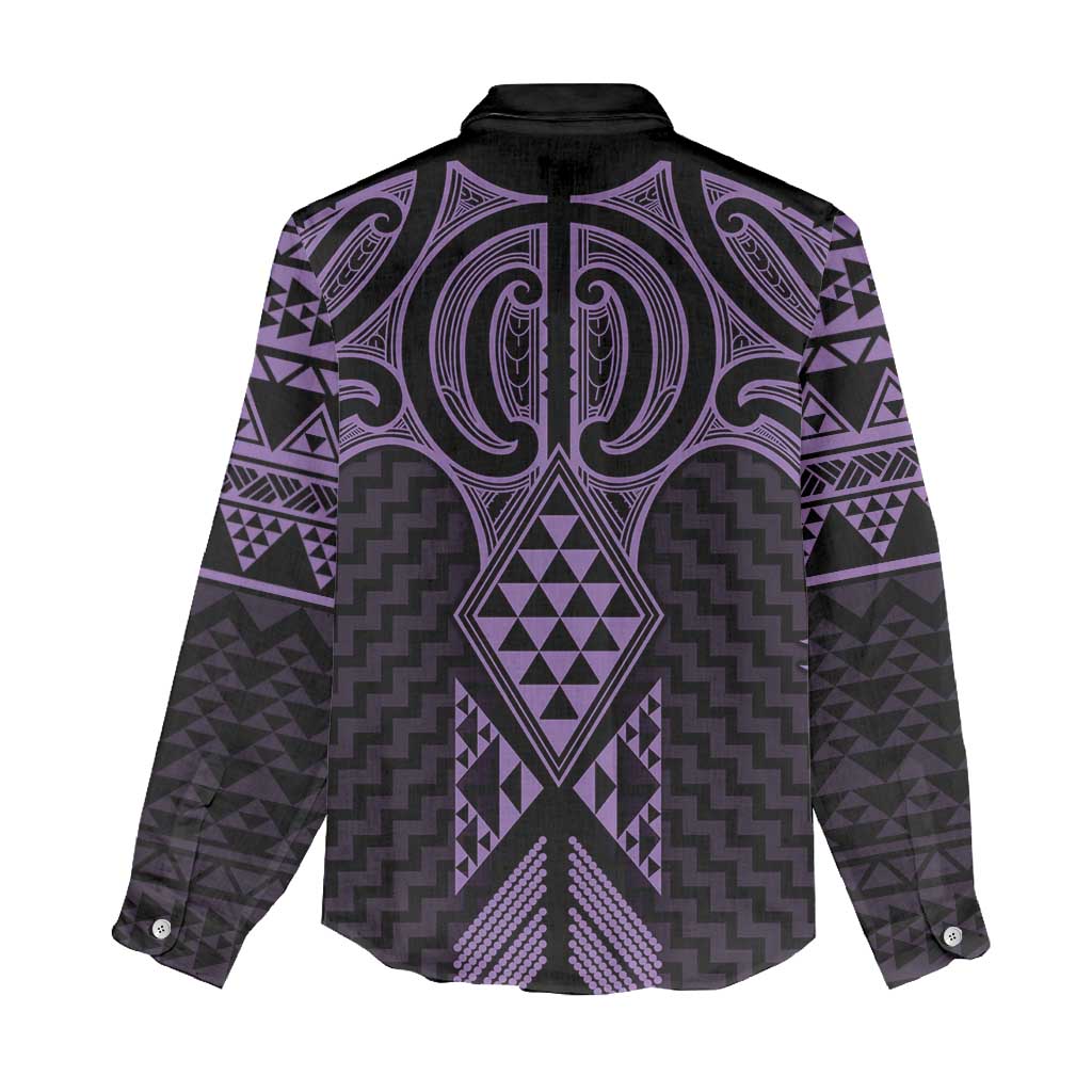 Waiporoporo Maori Ta Moko Poutama Art Women Casual Shirt