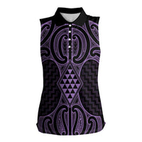 Waiporoporo Maori Ta Moko Poutama Art Women Sleeveless Polo Shirt