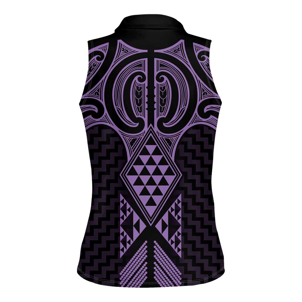 Waiporoporo Maori Ta Moko Poutama Art Women Sleeveless Polo Shirt