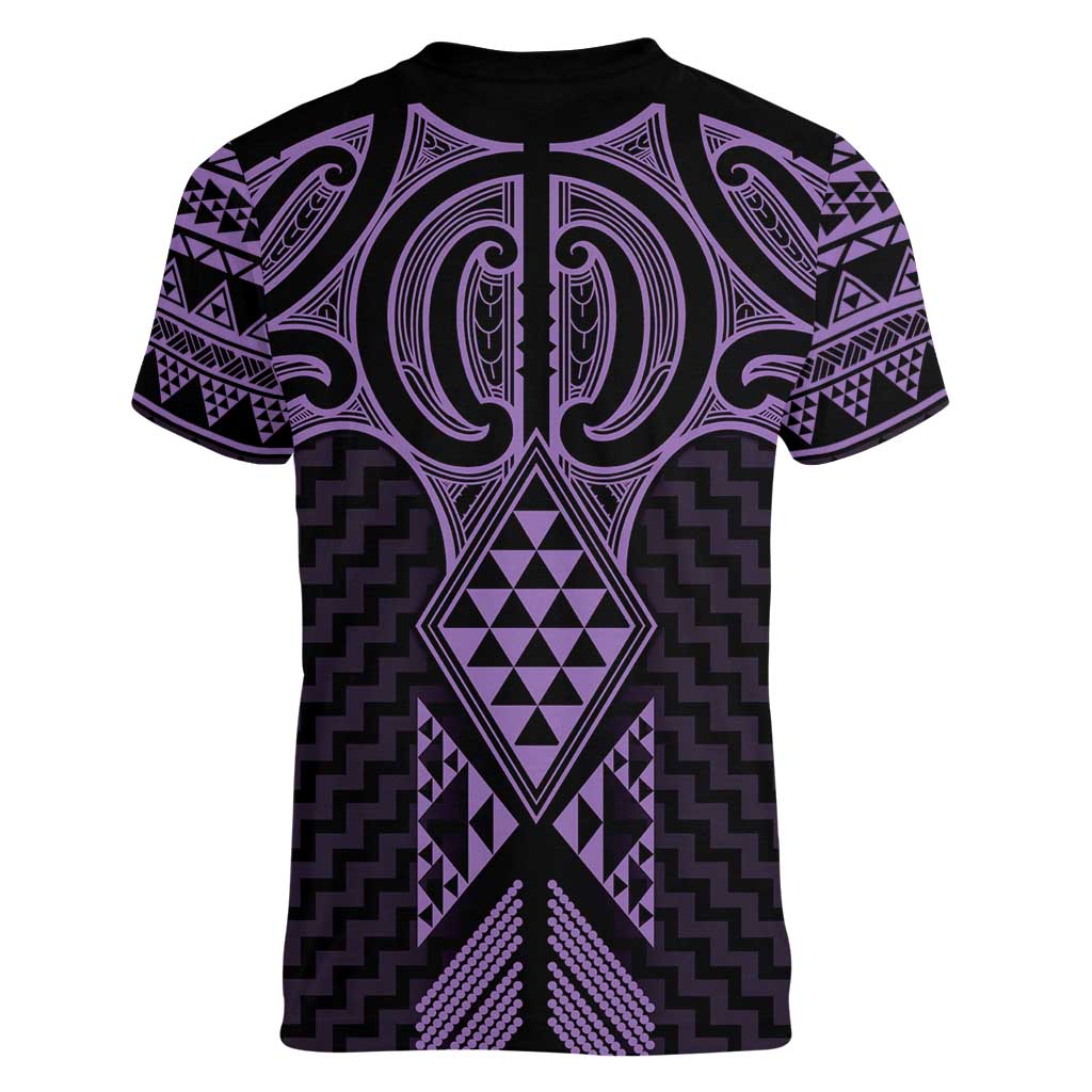 Waiporoporo Maori Ta Moko Poutama Art Women V-Neck T-Shirt