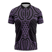 Waiporoporo Maori Ta Moko Poutama Art Zipper Polo Shirt - Polynesian Pride