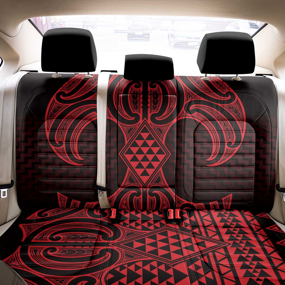 Whero Maori Ta Moko Poutama Art Back Car Seat Cover
