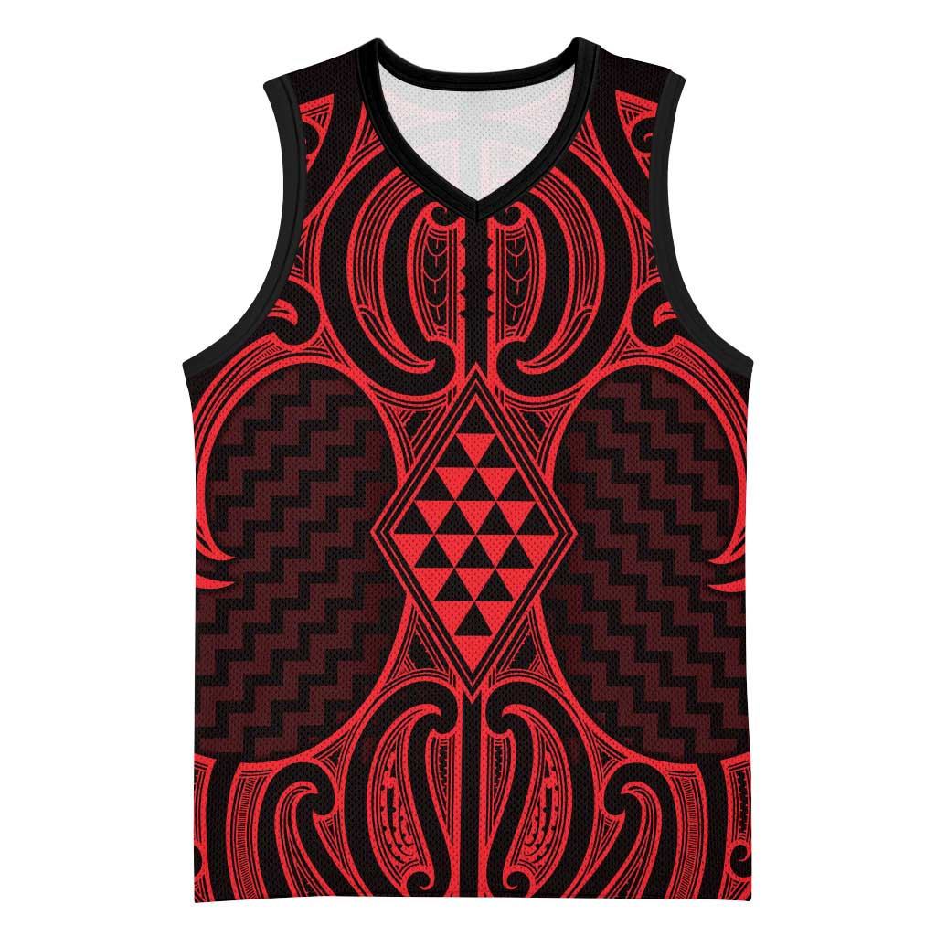 Whero Maori Ta Moko Poutama Art Basketball Jersey - Polynesian Pride