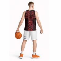Whero Maori Ta Moko Poutama Art Basketball Jersey - Polynesian Pride
