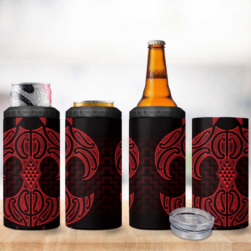 Whero Maori Ta Moko Poutama Art 4 in 1 Can Cooler Tumbler