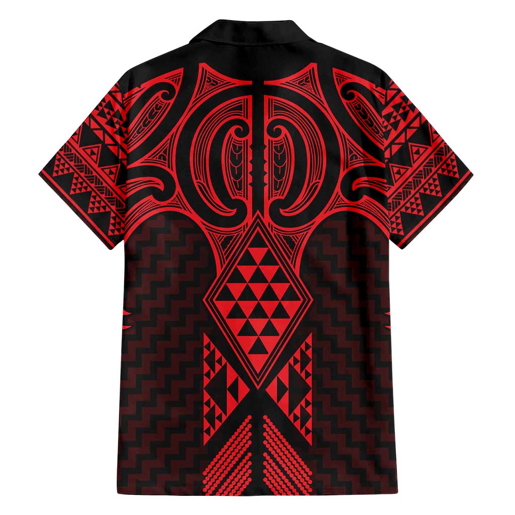 Whero Maori Ta Moko Poutama Art Family Matching Off Shoulder Maxi Dress and Hawaiian Shirt