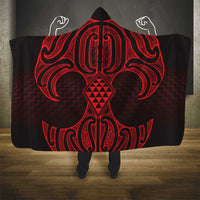 Whero Maori Ta Moko Poutama Art Hooded Blanket