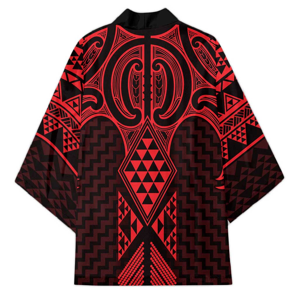 Whero Maori Ta Moko Poutama Art Kimono - Polynesian Pride