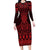 Whero Maori Ta Moko Poutama Art Long Sleeve Bodycon Dress