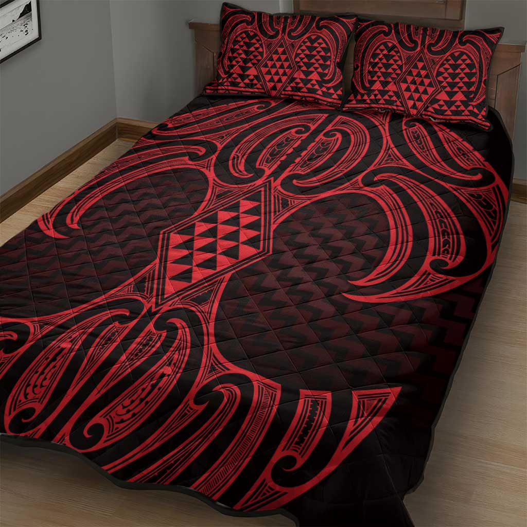 Whero Maori Ta Moko Poutama Art Quilt Bed Set