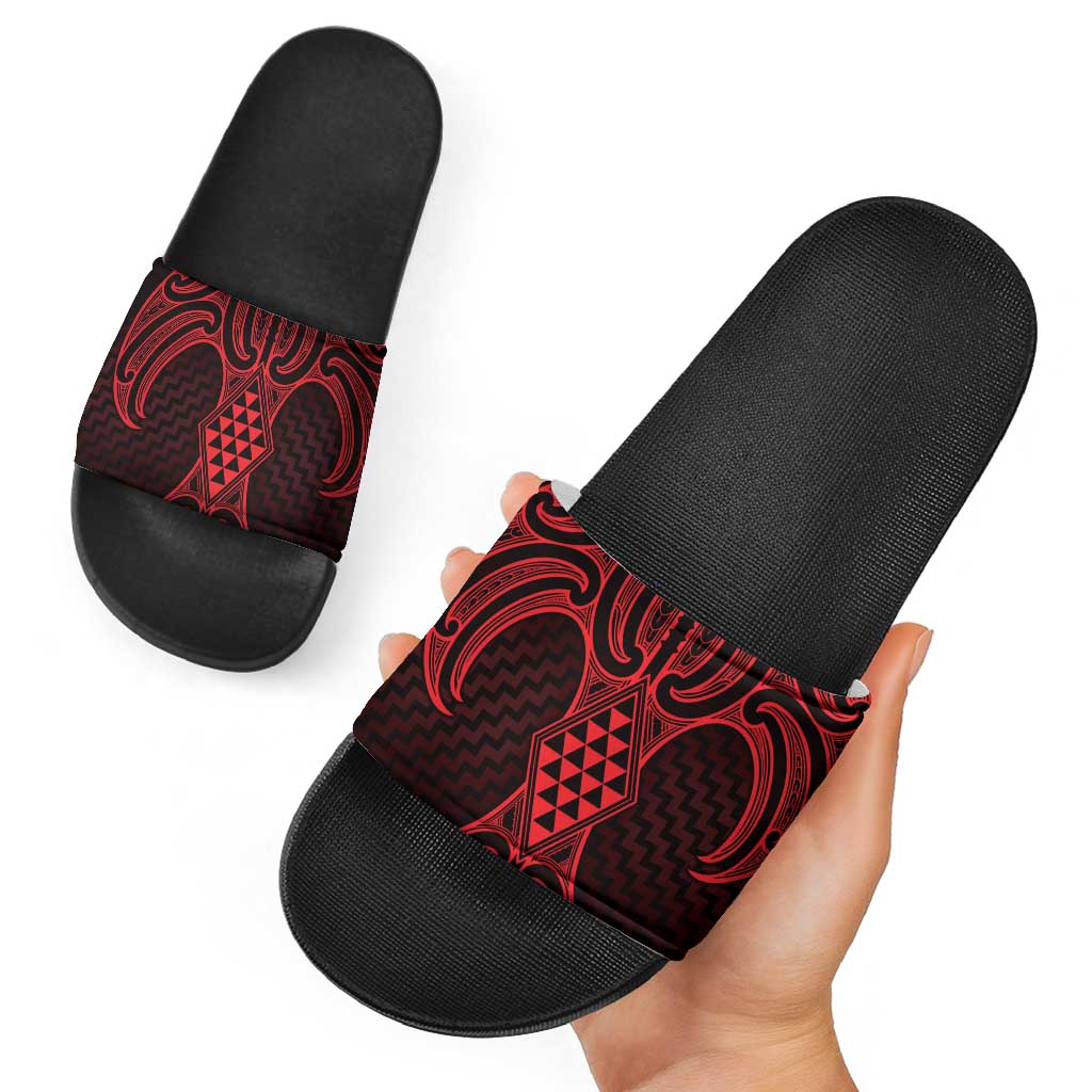 Whero Maori Ta Moko Poutama Art Slide Sandals - Polynesian Pride