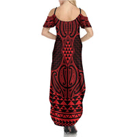 Whero Maori Ta Moko Poutama Art Summer Maxi Dress