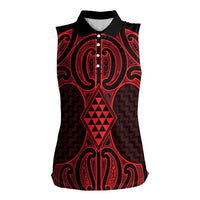 Whero Maori Ta Moko Poutama Art Women Sleeveless Polo Shirt