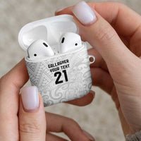 New Zealand Rangatira Custom AirPods Case All White Niho Taniwha Maori Tribal - Polynesian Pride