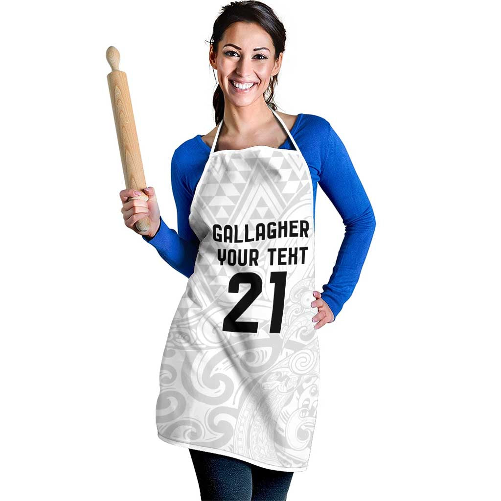 New Zealand Rangatira Custom Apron All White Niho Taniwha Maori Tribal - Polynesian Pride