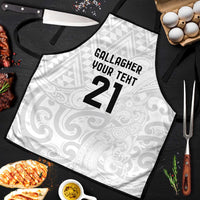 New Zealand Rangatira Custom Apron All White Niho Taniwha Maori Tribal - Polynesian Pride