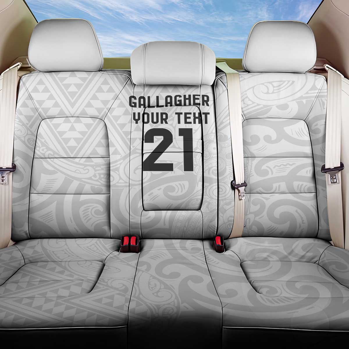 New Zealand Rangatira Custom Back Car Seat Cover All White Niho Taniwha Maori Tribal