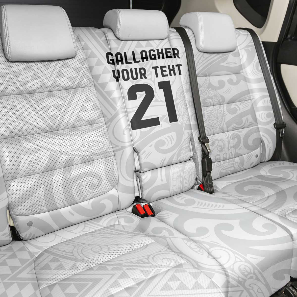 New Zealand Rangatira Custom Back Car Seat Cover All White Niho Taniwha Maori Tribal