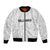 New Zealand Rangatira Custom Bomber Jacket All White Niho Taniwha Maori Tribal