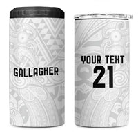 New Zealand Rangatira Custom 4 in 1 Can Cooler Tumbler All White Niho Taniwha Maori Tribal