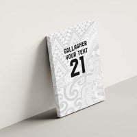 New Zealand Rangatira Custom Canvas Wall Art All White Niho Taniwha Maori Tribal