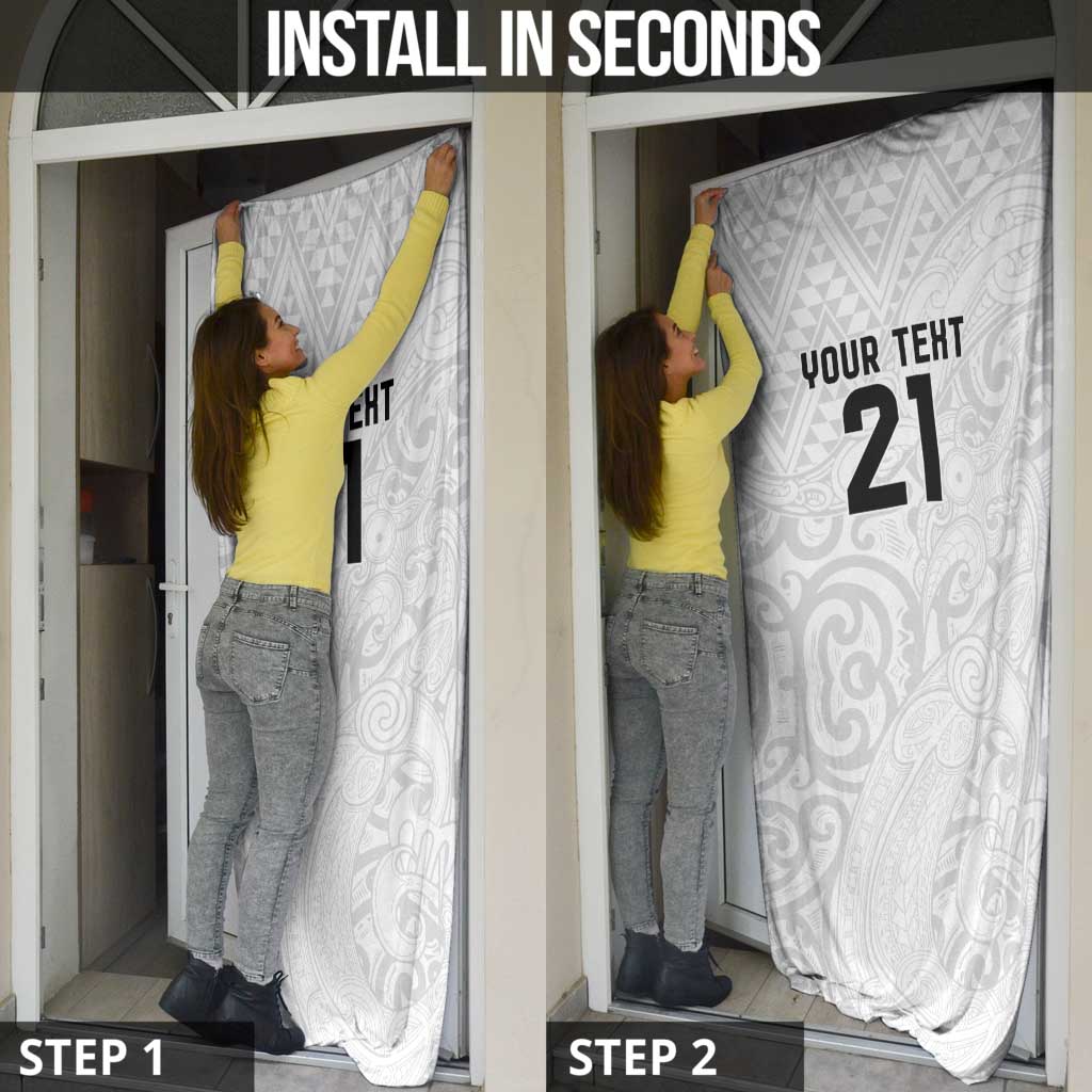New Zealand Rangatira Custom Door Cover All White Niho Taniwha Maori Tribal - Polynesian Pride