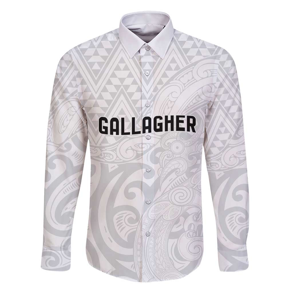 New Zealand Rangatira Custom Family Matching Long Sleeve Bodycon Dress and Hawaiian Shirt All White Niho Taniwha Maori Tribal